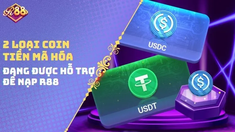 2 loại coin tiền mã hóa đang được hỗ trợ để nạp R88